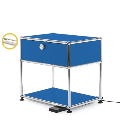 USM Haller E Nachttisch mit dimmbarem Licht, Enzianblau RAL 5010
