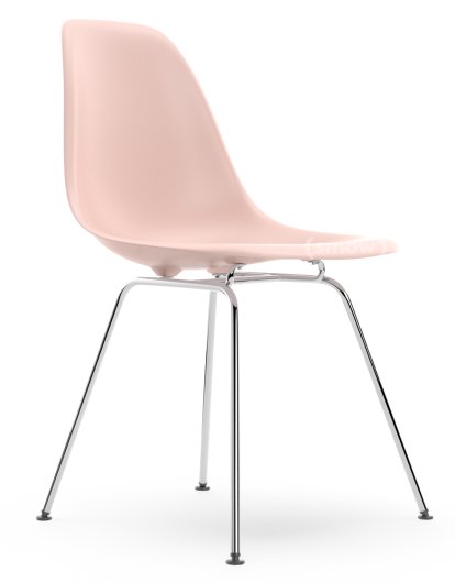 Eames Plastic Side Chair RE DSX, Zartrosé, Ohne Polsterung, Ohne Polsterung, Standardhöhe - 43 cm, Verchromt