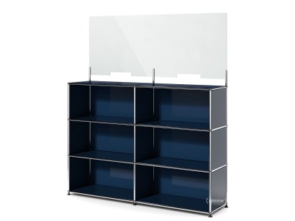 USM Haller Counter L mit Security Screen, Stahlblau RAL 5011