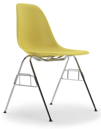 Eames Plastic Side Chair DSS / DSS-N, Citron, Ohne Polsterung, Ohne Polsterung, Ohne Reihenverbindung (DSS-N)