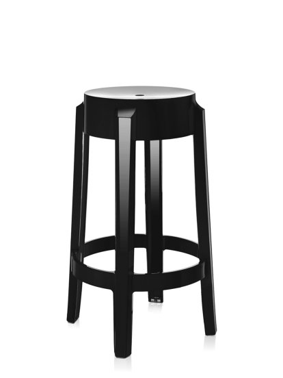 Charles Ghost, Höhe 65 x ø Sitz 29 x ø Basis 46 cm, Undurchsichtig, Schwarzglänzend