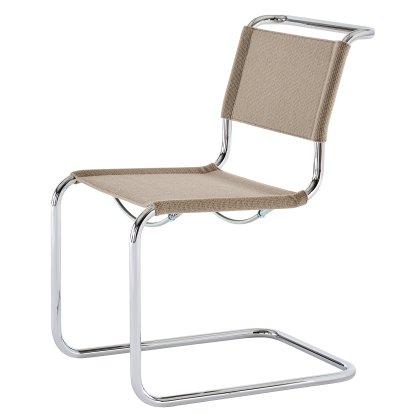 Details Thonet S 33 / S 34 V Stoff Freischwinger S 33 / S 34 V Stoff Freischwinger, ohne Armlehnen, Verchromt, Stoff Nobel 61297 - beige, Kunststoffgleiter schwarz mit Filz