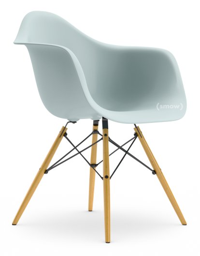 Eames Plastic Armchair RE DAW, Eisgrau, Ohne Polsterung, Ohne Polsterung, Standardhöhe - 43 cm, Ahorn gelblich