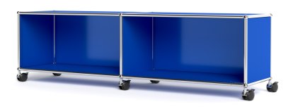 USM Haller TV-/HiFi-Lowboard, individualisierbar, Enzianblau RAL 5010, Offen, Ohne Kabeldurchlass