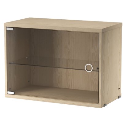 String System Schrankelement mit Glasschwenktür, Eschefurnier