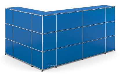USM Haller Theke Typ 4, Enzianblau RAL 5010, Ecke geschlossen