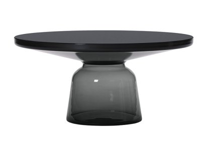 Bell Coffee Table, Schwarz brünierter Stahl, klar lackiert, Quarz-grau