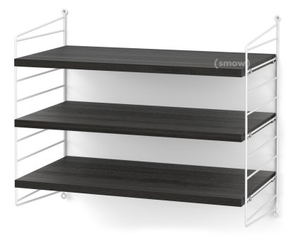 String System Wandregal S, 30 cm, Weiß, Eschefurnier schwarz