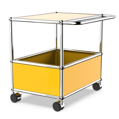 USM Haller Bartisch, Mit Stoßbügeln, Goldgelb RAL 1004, Weich für harte Böden