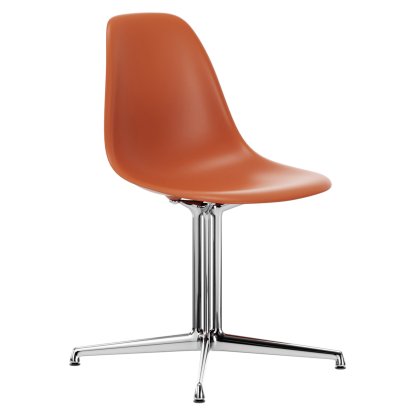 Eames Plastic Side Chair DSL, Rostorange, Ohne Polsterung, Ohne Polsterung, Aluminium poliert