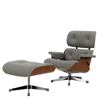Lounge Chair & Ottoman Nubia, Crème dunkelbraun / Nussbaum, natur