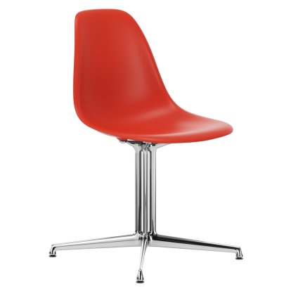Eames Plastic Side Chair DSL, Rot (poppy red), Ohne Polsterung, Ohne Polsterung, Aluminium poliert
