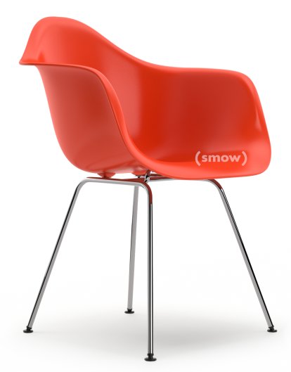 Eames Plastic Armchair RE DAX, Rot (poppy red), Ohne Polsterung, Ohne Polsterung, Standardhöhe - 43 cm, Verchromt