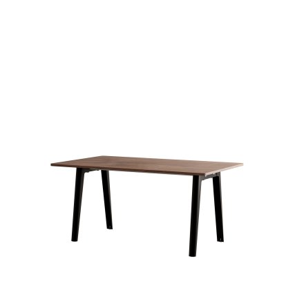 New Modern Esstisch rechteckig, Metall/Holz, 160 x 95 cm, Walnussfurnier, Graphitschwarz