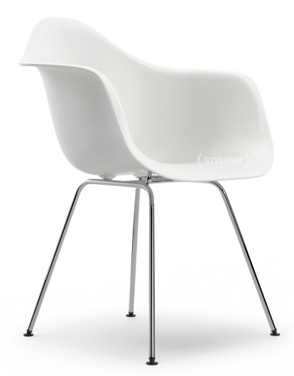 Eames Plastic Armchair RE DAX, Weiß non-RE, Ohne Polsterung, Ohne Polsterung, Standardhöhe - 43 cm, Verchromt