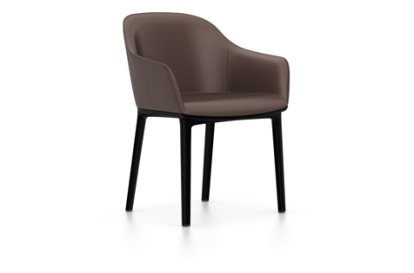 Softshell Chair auf Vierbeinfuß, Basic dark, Leder (Standard), Kastanie, Gleiter für Teppichboden
