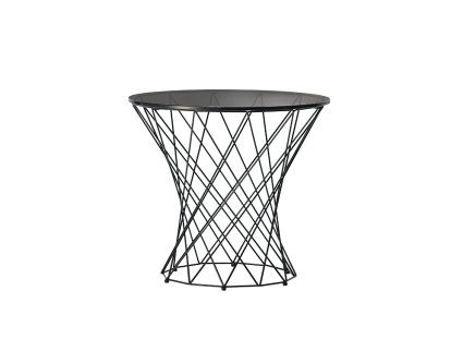 Oota, H 47 x ø 52 cm, Glas schwarz getönt, Matt-pulverbeschichtet schwarz