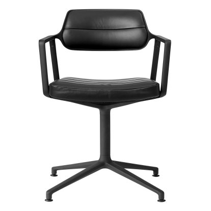 Swivel 453 Drehstuhl, Leder schwarz, Schwarz pulverbeschichtet