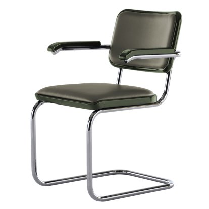 JS . Thonet - S 64 P/V Serious Freischwinger, Serious 03 - Leder, graphite green