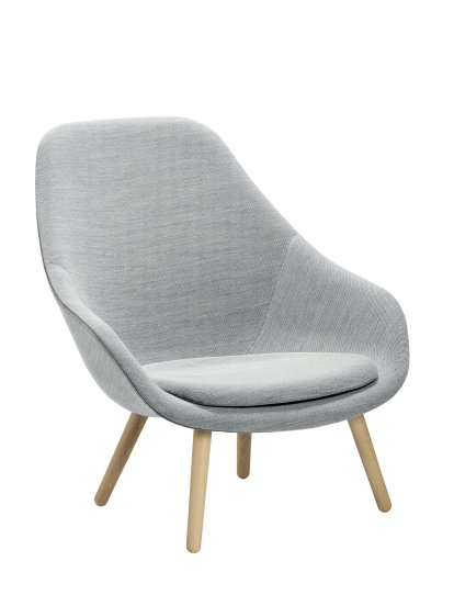 About A Lounge Chair High AAL 92, Steelcut Trio - hellgrau, Eiche lackiert, Mit Sitzkissen