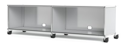 USM Haller TV-/HiFi-Lowboard, individualisierbar, Lichtgrau RAL 7035, Offen, Mit Kabeldurchlass unten mittig