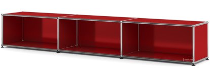 USM Haller Lowboard XL, individualisierbar, USM rubinrot, Offen, 35 cm