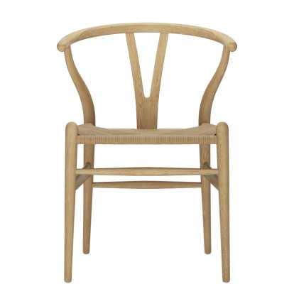 CH24 Wishbone Chair, Eiche geseift, Geflecht natur