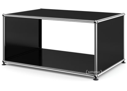 USM Haller Beistelltisch mit Seitenwänden, 75 cm, ohne Glas-Zwischentablar, Graphitschwarz RAL 9011