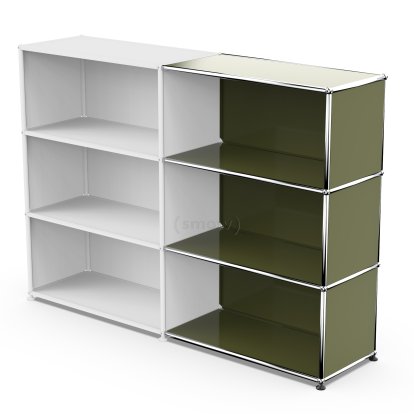 USM Haller Anbaupaket Horizontal 3, Olivgrün RAL 6003, 35 cm