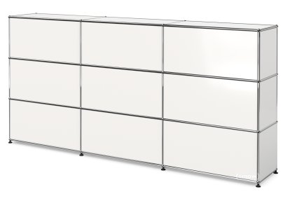 USM Haller Theke Typ 1, Reinweiß RAL 9010, 225 cm (3 Elemente), 35 cm