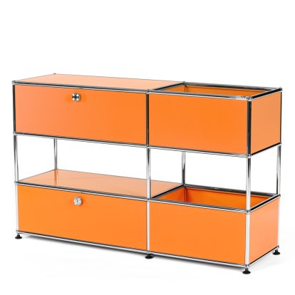 USM Haller Kinder Sideboard M mit Aufbewahrungsboxen, Einfarbig, Reinorange RAL 2004, Mit Klappe und Auszug (inkl. Einlegerahmen)