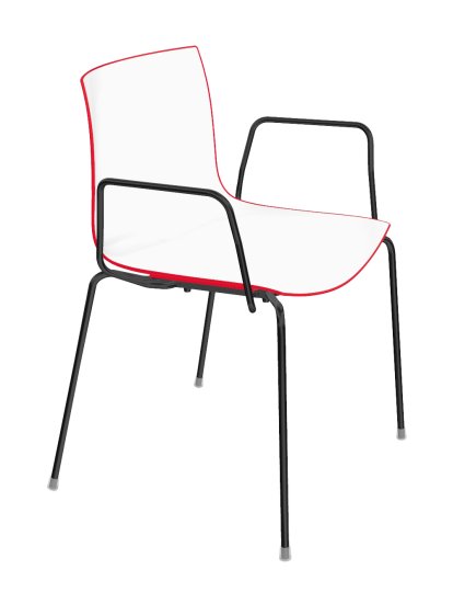 Catifa 46 Tube, Schwarz, Zweifarbig, Rücken rot, Sitz weiß, Mit Armlehnen