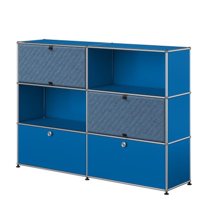 USM Haller Highboard L mit zwei USM Haller Soft Panels, diagonal, Enzianblau RAL 5010, Blau