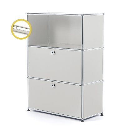 USM Haller E Highboard M mit 2 Klappen und Fachbeleuchtung, Lichtgrau RAL 7035, Kaltweiß