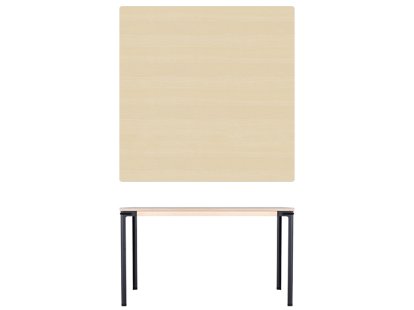 Seiltänzer Tisch, 75 x 120 x 120 cm, Esche weiß geölt, Schwarz