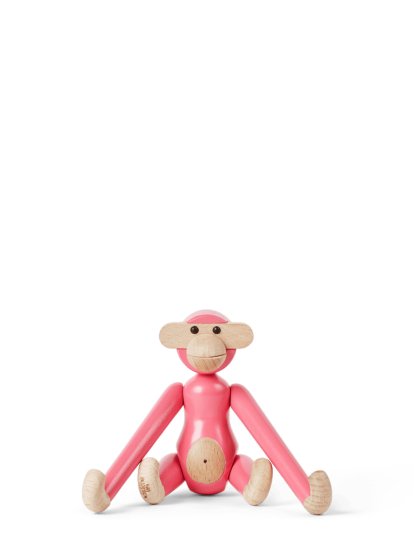 Affe, Mini (H 9,5 cm), Buche/pink