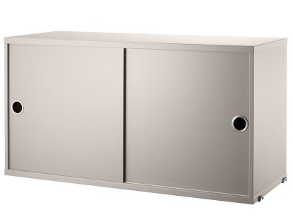 String System Hängeschrank mit Schiebetüren, Beige lackiert, 30 cm