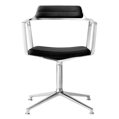 Swivel 452 Drehstuhl, Poliert, Standfuß, Leder schwarz