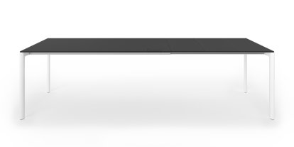Maki Esstisch, L 166-278 x B 90 cm, Fenix schwarz mit schwarzer Kante, Aluminium weiß lackiert
