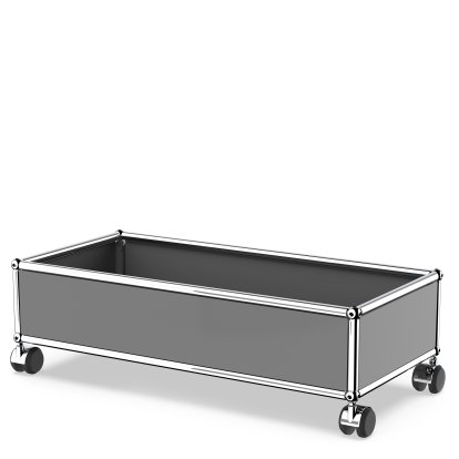USM Haller Box mit Rollen, Mittelgrau RAL 7005, Hart für Teppichboden