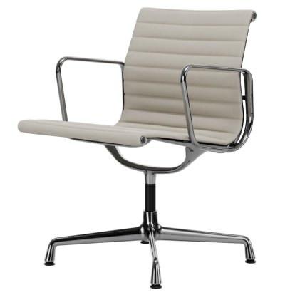 Aluminium Chair EA 107 / EA 108, EA 108 - drehbar, Verchromt, Leder (Standard), Snow