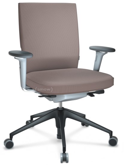 ID Soft, FlowMotion-mit Vorwärtsneigung, mit Sitztiefenverstellung, Mit 3D-Armlehnen, 5-Stern Untergestell, Kunststoff basic dark, Soft grey, Sitz und Rücken Silk Mesh, Mauve grau, Hart für Teppichboden