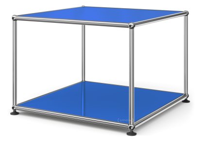 USM Haller Beistelltisch 50, Oben und unten Metall, Enzianblau RAL 5010