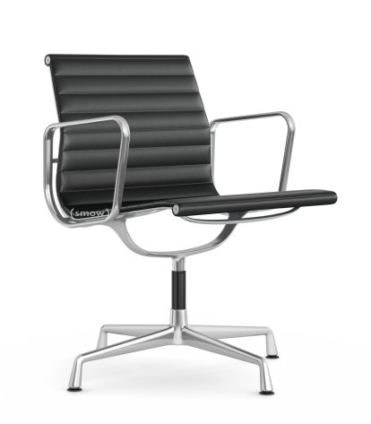 Aluminium Chair EA 107 / EA 108, EA 108 - drehbar, Poliert, Leder Premium F, Asphalt