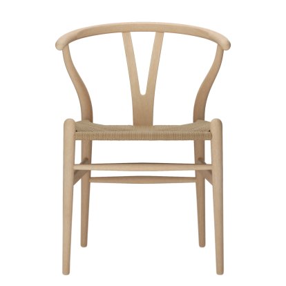 CH24 Wishbone Chair, Buche geseift, Geflecht natur