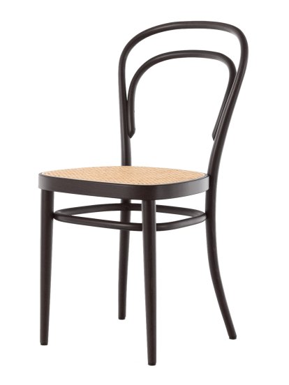 214 / 214 M Stuhl, ohne Armlehnen, Buche gebeizt schwarz, Rohrgeflecht (mit Stützgewebe unter Sitzfläche)
