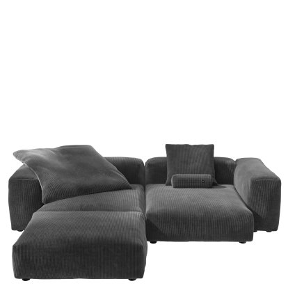 Vetsak Sofa Set 3, Cord velours - Dark grey, Mit Kissen