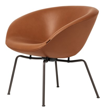 Pot Loungesessel, Dunkelbraun pulverbeschichtet, Leder Grace, Walnut