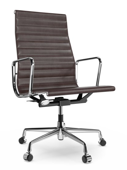 Aluminium Chair EA 119, Verchromt, Leder (Standard), Chocolate