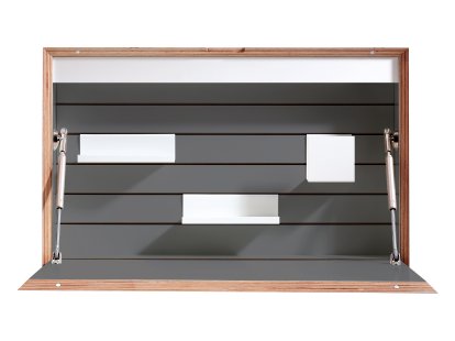 Flatbox Wandsekretär, Melamin anthrazit mit Birkenkante (Technikpaket 1)